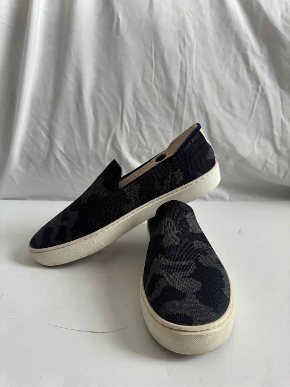 Rothy's Black & Grey Camo Slip-Ons - size 10